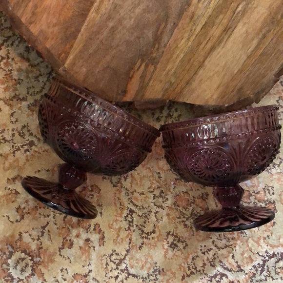 THE PIONEER WOMAN Set-of-2 Adeline Plum Glass Textured Old-Fashioned Sundae NEW - Picture 3 of 17
